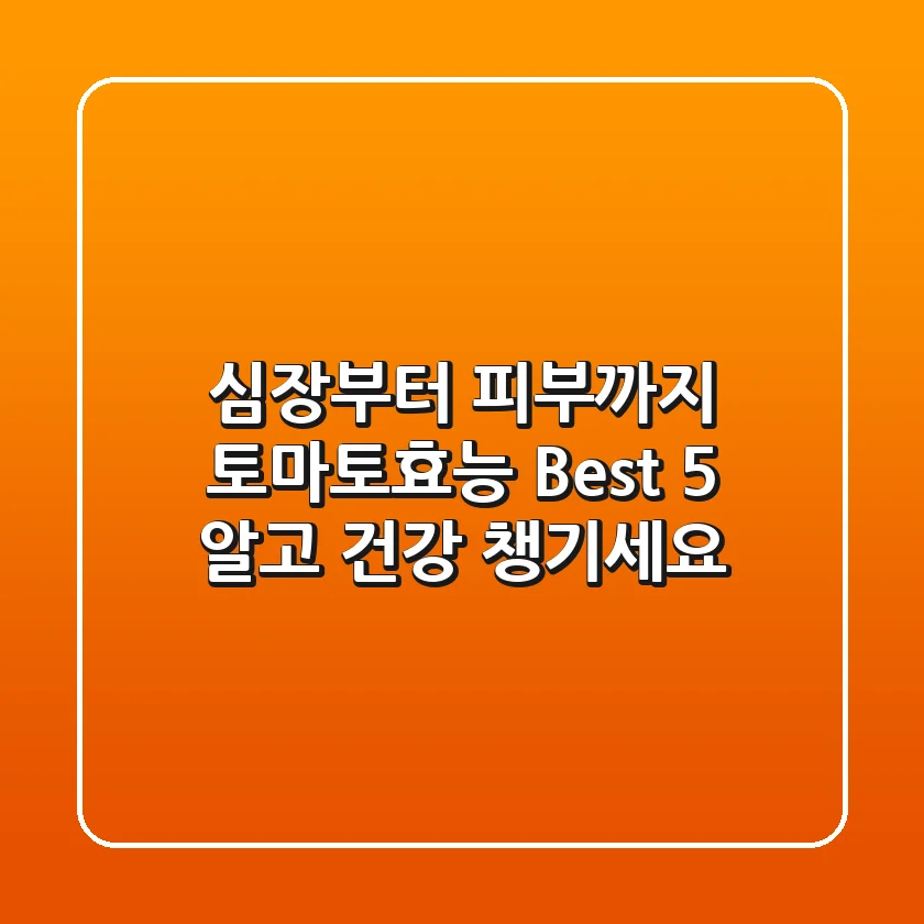 심장부터 피부까지 토마토효능 Best 5 알고 건강 챙기세요