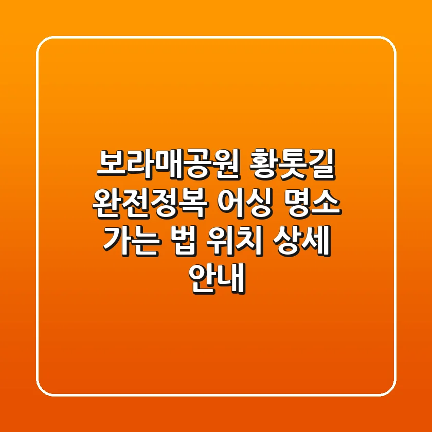 보라매공원 황톳길 완전정복! 어싱 명소 가는 법 & 위치 상세 안내