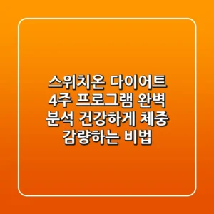 스위치온 다이어트 4주 프로그램 완벽 분석: 건강하게 체중 감량하는 비법