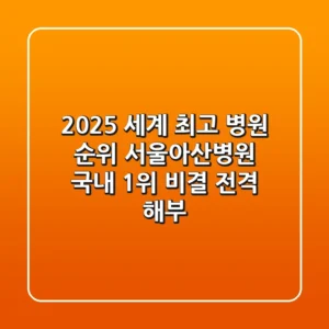 2025 세계 최고 병원 순위: 서울아산병원, 국내 1위 비결 전격 해부!