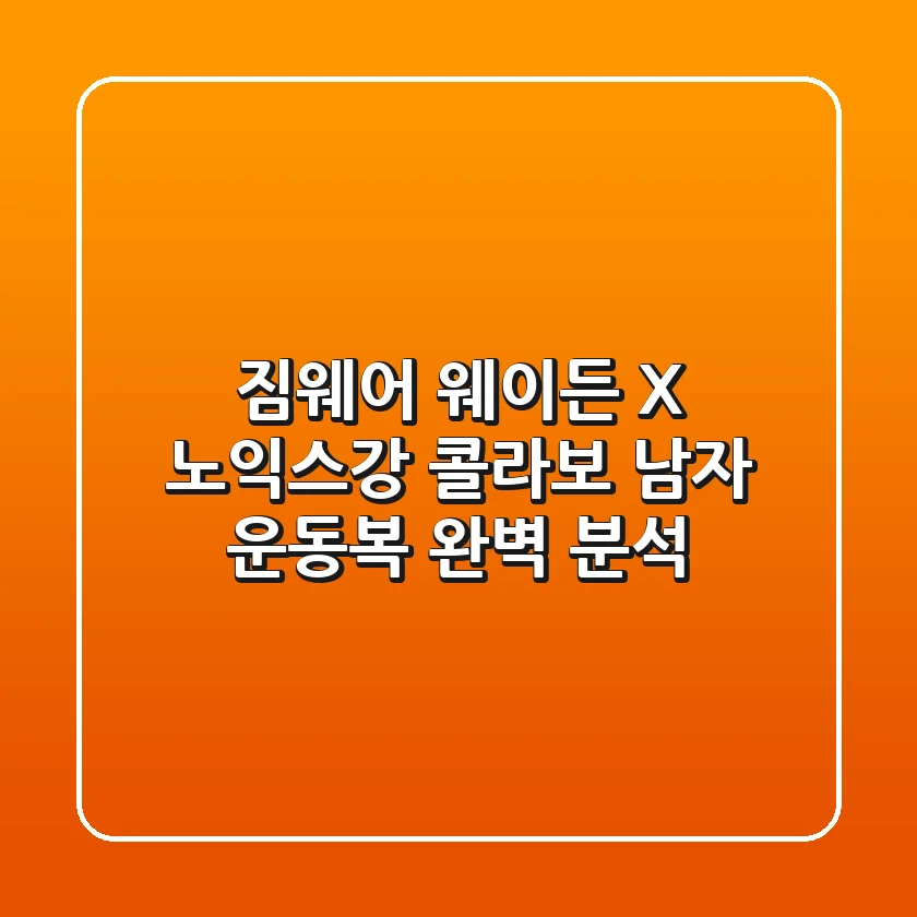 짐웨어 웨이든 X 노익스강 콜라보! 남자 운동복 완벽 분석