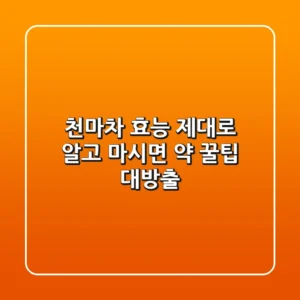 천마차 효능 제대로 알고 마시면 약! 꿀팁 대방출