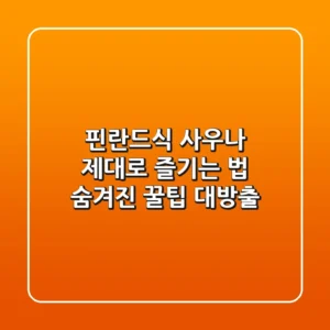 핀란드식 사우나 제대로 즐기는 법: 숨겨진 꿀팁 대방출
