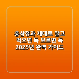 홍삼정과 제대로 알고 먹으면 득, 모르면 독?! 2025년 완벽 가이드