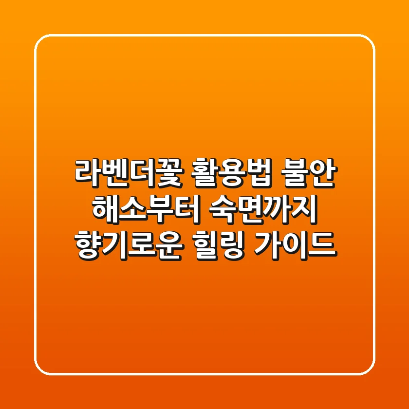 라벤더꽃 활용법: 불안 해소부터 숙면까지, 향기로운 힐링 가이드