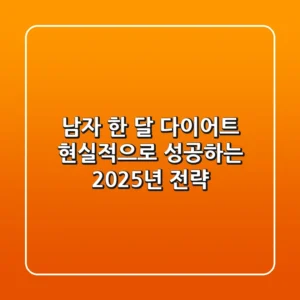 남자 한 달 다이어트, 현실적으로 성공하는 2025년 전략