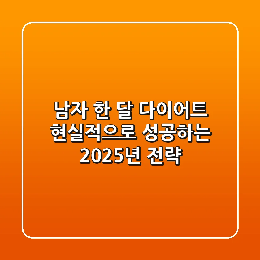 남자 한 달 다이어트, 현실적으로 성공하는 2025년 전략