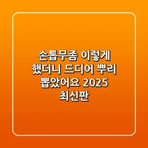 손톱무좀, '이렇게' 했더니 드디어 뿌리 뽑았어요 (2025 최신판)
