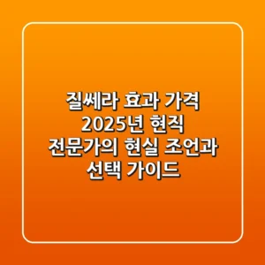 질쎄라 효과, 가격? 2025년 현직 전문가의 현실 조언과 선택 가이드
