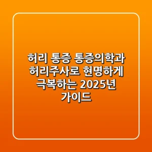 허리 통증, 통증의학과 허리주사로 현명하게 극복하는 2025년 가이드