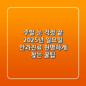 주말 눈 걱정 끝! 2025년 일요일 안과진료, 현명하게 찾는 꿀팁