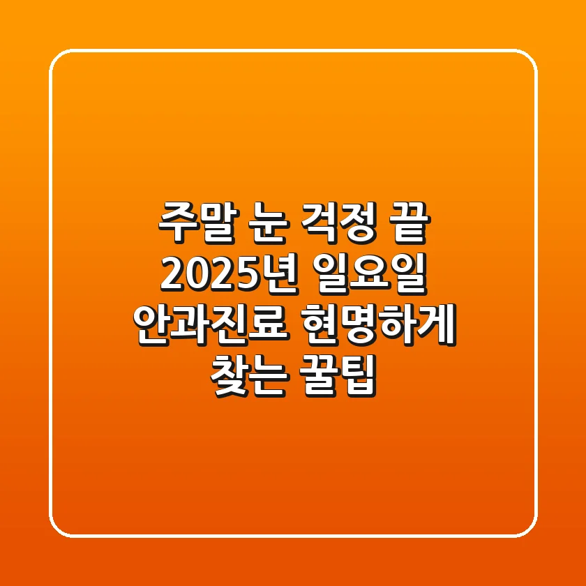주말 눈 걱정 끝! 2025년 일요일 안과진료, 현명하게 찾는 꿀팁