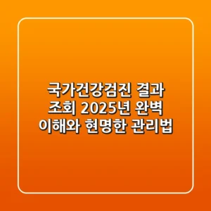 국가건강검진 결과 조회: 2025년 완벽 이해와 현명한 관리법