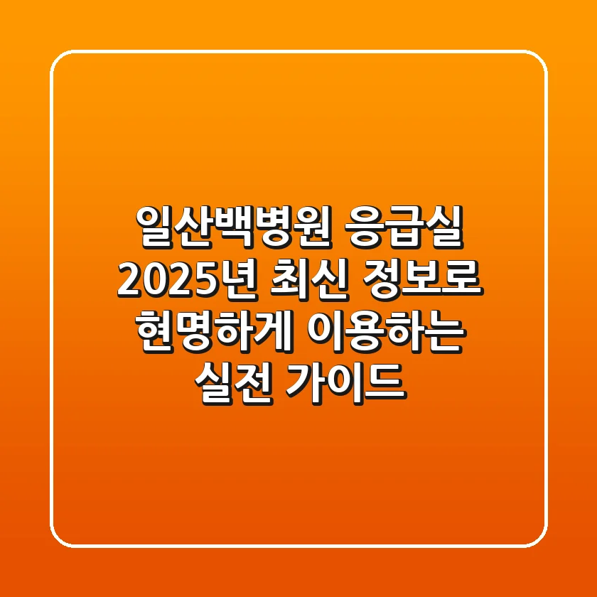 일산백병원 응급실, 2025년 최신 정보로 현명하게 이용하는 실전 가이드