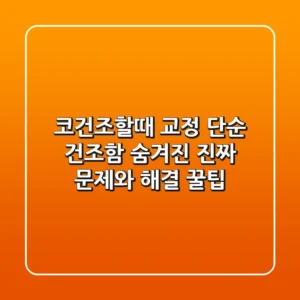 코건조할때 교정, 단순 건조함? 숨겨진 진짜 문제와 해결 꿀팁!