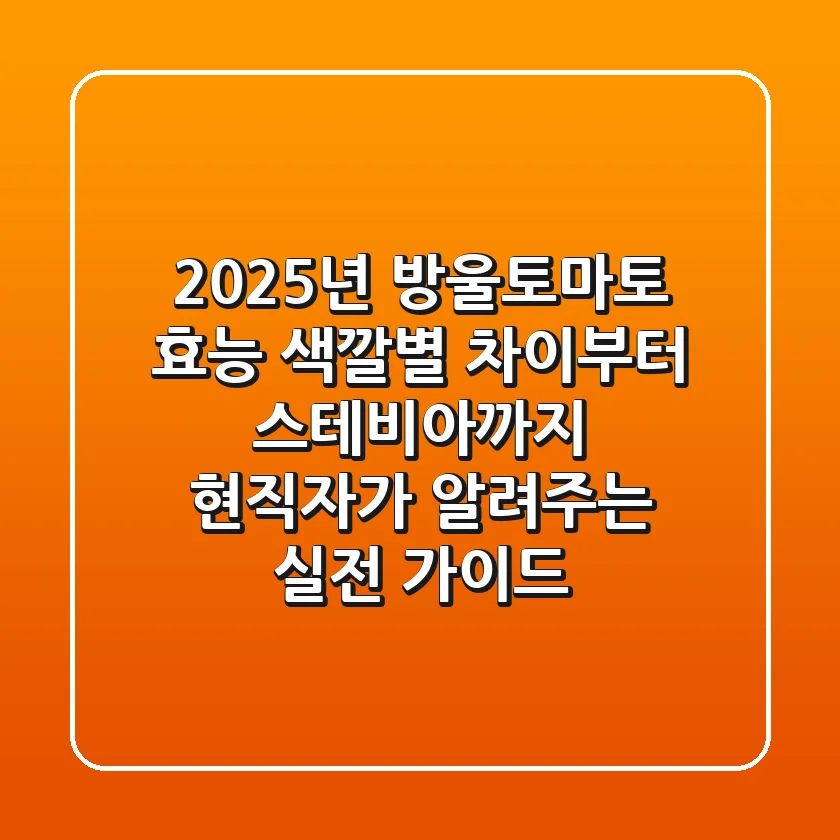 2025년 방울토마토 효능, 색깔별 차이부터 스테비아까지! 현직자가 알려주는 실전 가이드
