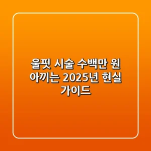 울핏 시술, 수백만 원 아끼는 2025년 현실 가이드
