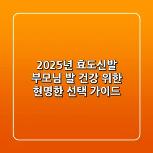 2025년 효도신발, 부모님 발 건강 위한 현명한 선택 가이드