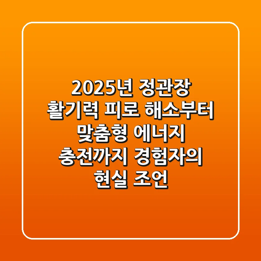 2025년 정관장 활기력: 피로 해소부터 맞춤형 에너지 충전까지, 경험자의 현실 조언