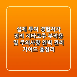 "실제 투여 경험자가 정리", 지타코주 부작용 및 주의사항 완벽 관리 가이드 총정리