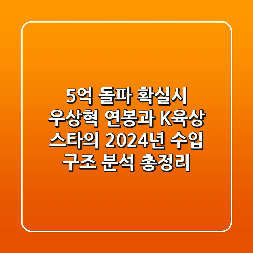 "5억 돌파 확실시", 우상혁 연봉과 K-육상 스타의 2024년 수입 구조 분석 총정리