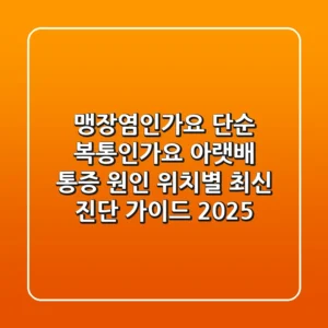"맹장염인가요, 단순 복통인가요?", 아랫배 통증 원인 위치별 최신 진단 가이드 2025