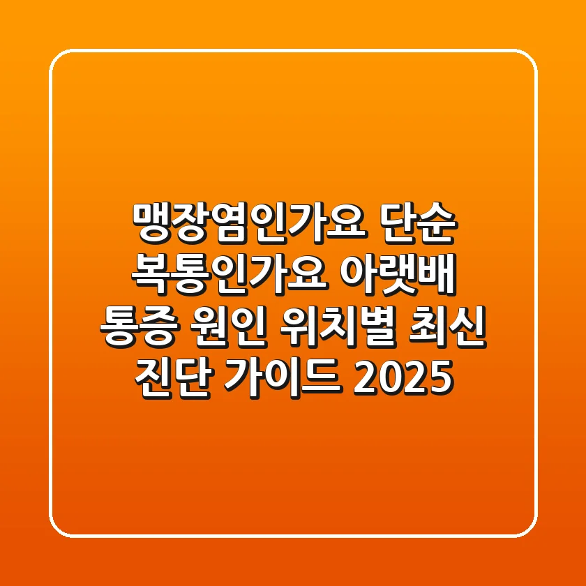 "맹장염인가요, 단순 복통인가요?", 아랫배 통증 원인 위치별 최신 진단 가이드 2025