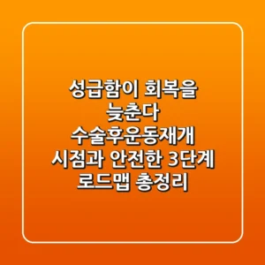 "성급함이 회복을 늦춘다", 수술후운동재개 시점과 안전한 3단계 로드맵 총정리