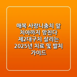 "매복 사랑니충치, 앞 치아까지 망친다" 제2대구치 살리는 2025년 치료 및 발치 가이드