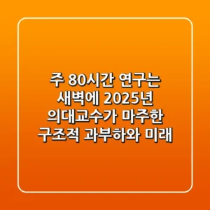 "주 80시간, 연구는 새벽에", 2025년 의대교수가 마주한 구조적 과부하와 미래