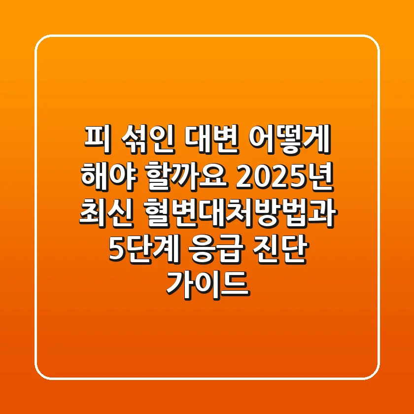 "피 섞인 대변, 어떻게 해야 할까요?", 2025년 최신 혈변대처방법과 5단계 응급 진단 가이드