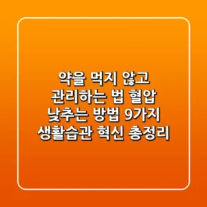 "약을 먹지 않고 관리하는 법?", 혈압 낮추는 방법 9가지 생활습관 혁신 총정리
