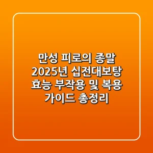 "만성 피로의 종말", 2025년 십전대보탕 효능, 부작용 및 복용 가이드 총정리