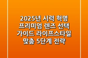 “2025년 시력 혁명”, 프리미엄 렌즈 선택 가이드: 라이프스타일 맞춤 5단계 전략