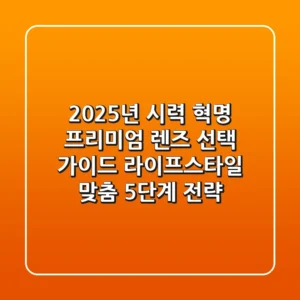 "2025년 시력 혁명", 프리미엄 렌즈 선택 가이드: 라이프스타일 맞춤 5단계 전략
