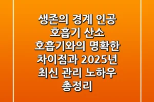 생존의 경계, 인공 호흡기: 산소 호흡기와의 명확한 차이점과 2025년 최신 관리 노하우 총정리