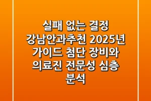 “실패 없는 결정”, 강남안과추천 2025년 가이드: 첨단 장비와 의료진 전문성 심층 분석