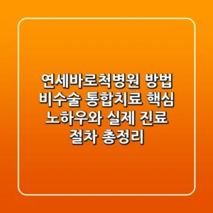연세바로척병원 방법: "비수술 통합치료" 핵심 노하우와 실제 진료 절차 총정리
