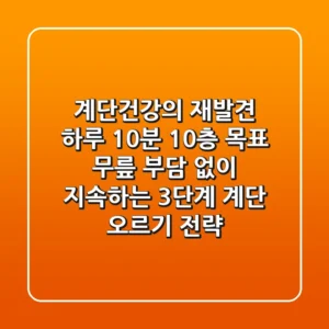 "계단건강"의 재발견: 하루 10분, 10층 목표, 무릎 부담 없이 지속하는 3단계 계단 오르기 전략