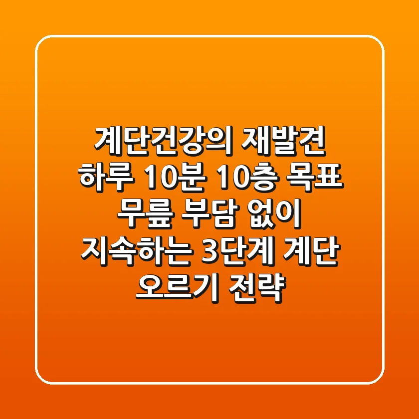 "계단건강"의 재발견: 하루 10분, 10층 목표, 무릎 부담 없이 지속하는 3단계 계단 오르기 전략