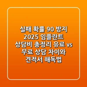 "실패 확률 90% 방지", 2025 임플란트 상담비 총정리: 유료 vs 무료 상담 차이와 견적서 해독법