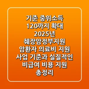 "기준 중위소득 120%까지 확대", 2025년 췌장암정부지원, 암환자 의료비 지원 사업 기준과 실질적인 비급여 비용 지원 총정리