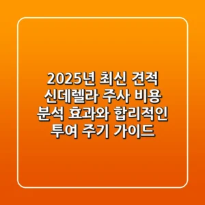 "2025년 최신 견적", 신데렐라 주사 비용 분석: 효과와 합리적인 투여 주기 가이드