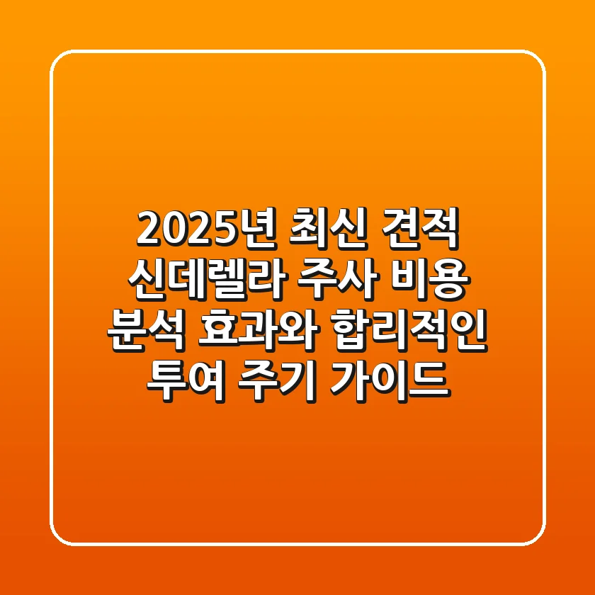 "2025년 최신 견적", 신데렐라 주사 비용 분석: 효과와 합리적인 투여 주기 가이드