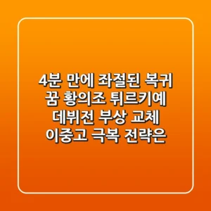 "4분 만에 좌절된 복귀 꿈", 황의조 튀르키예 데뷔전 부상 교체, 이중고 극복 전략은?