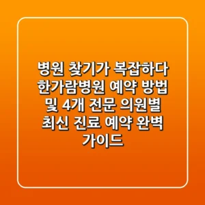 "병원 찾기가 복잡하다?", 한가람병원 예약 방법 및 4개 전문 의원별 최신 진료 예약 완벽 가이드