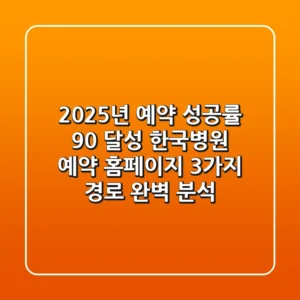 "2025년 예약 성공률 90% 달성", 한국병원 예약 홈페이지 3가지 경로 완벽 분석
